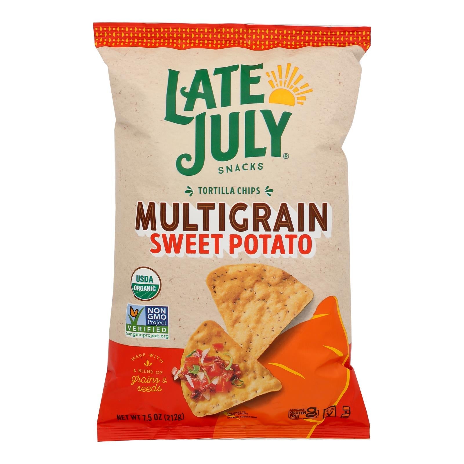 Late July Snacks Veggie Sweet Potato Tortilla Chips, 7.5 oz, Case of 12