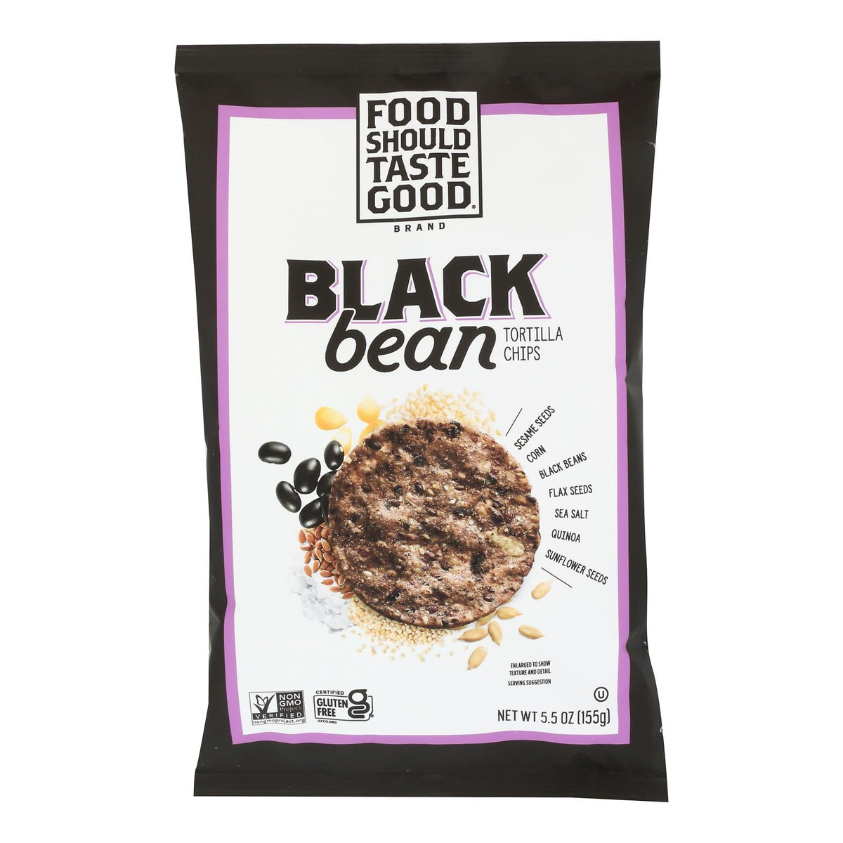 Food Should Taste Good Black Bean Tortilla Chips, 5.5 oz (Case of 12)