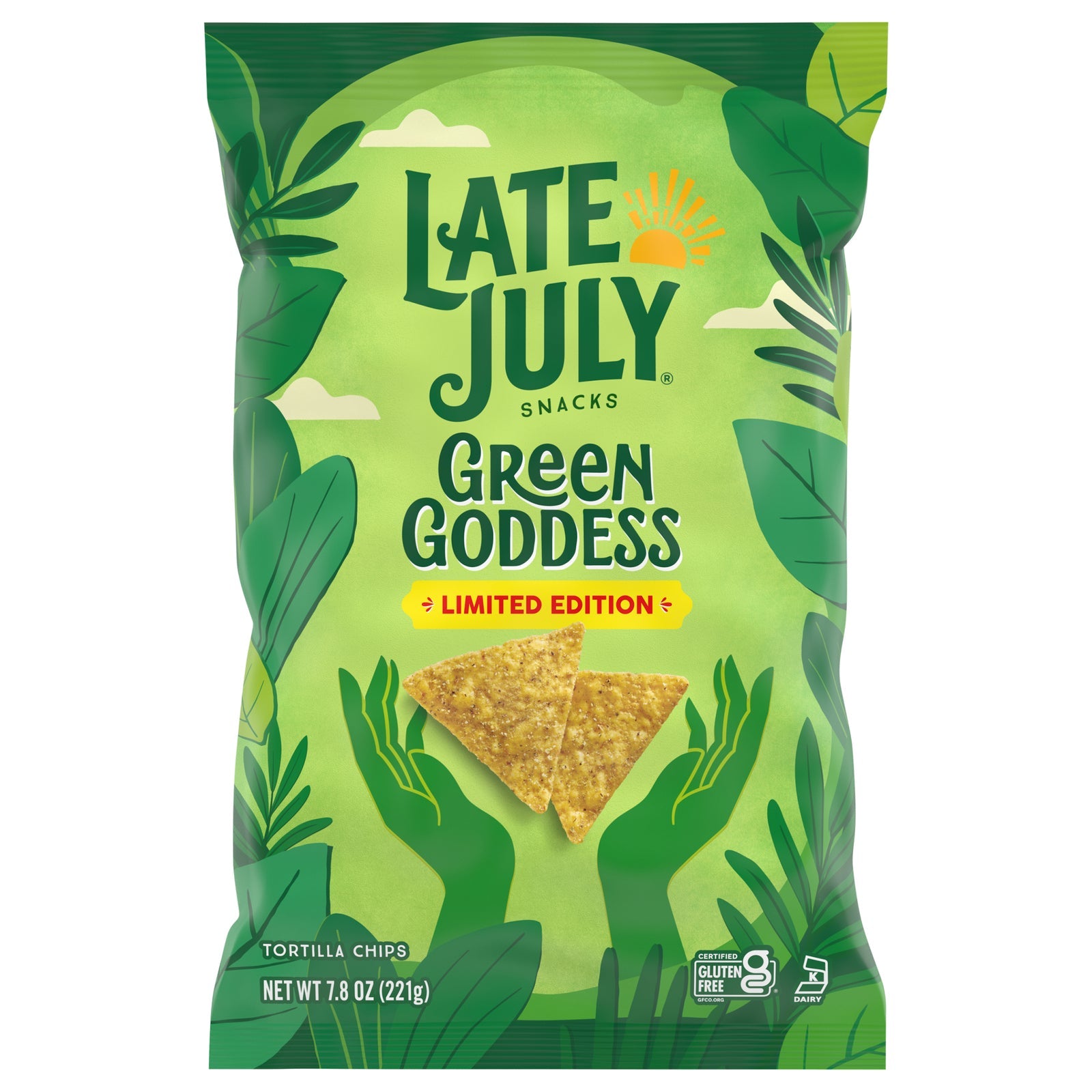 Late July Snacks Tortilla Chips - OG3 Green Goddess - (Pack of 12) - 7.8 Oz Bags