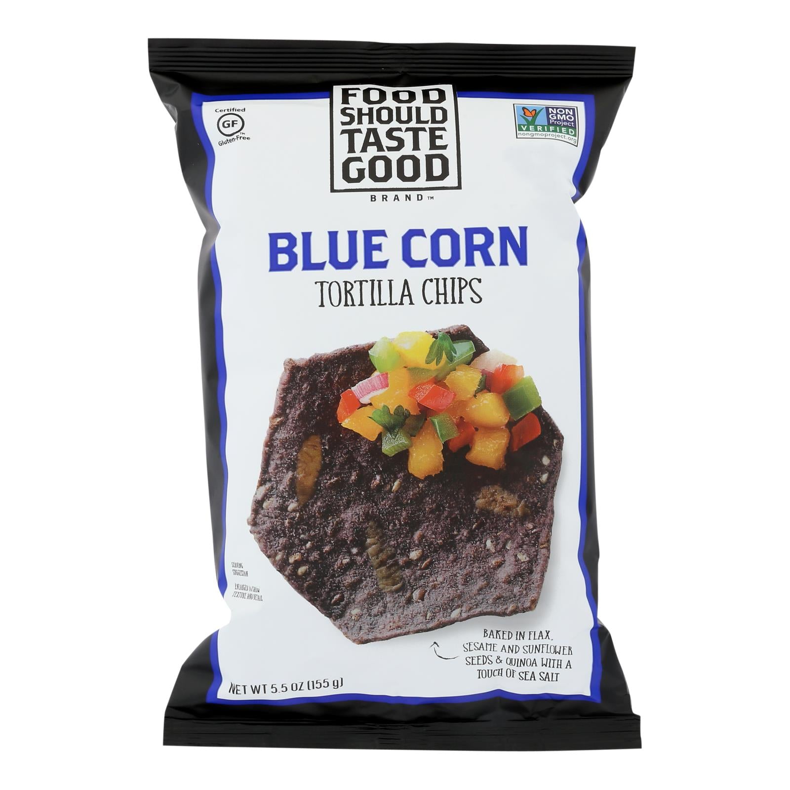 Food Should Taste Good Blue Corn Tortilla Chips, Perfect for Dipping and Snacking (Pack of 12 - 5.5 Oz.)