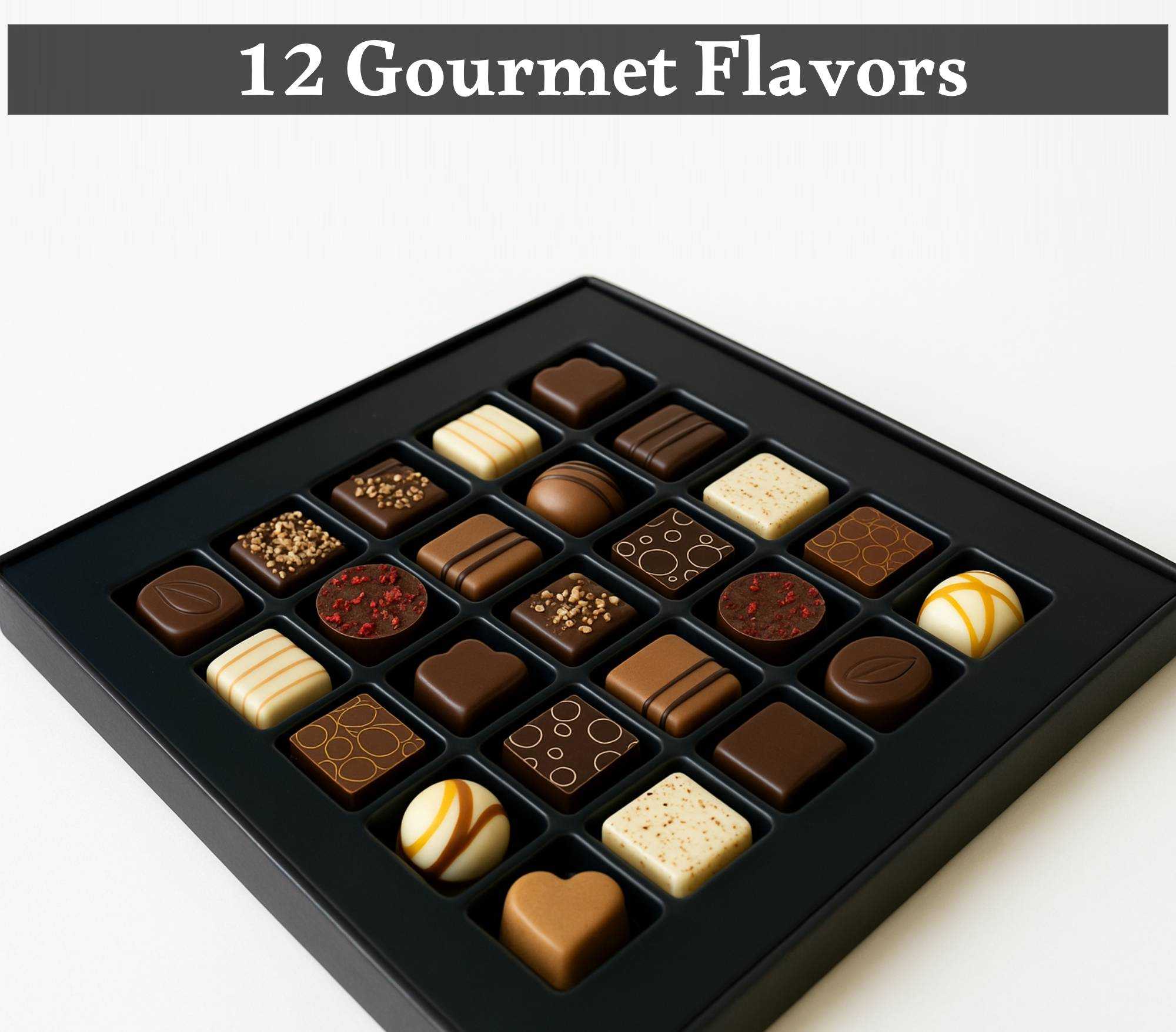 Andy Anand Gourmet Belgian Chocolate Bonbons Gift Box, 25 pc – Assorted Bon Bon Collection, European Craftsmanship, Birthday & Holiday Gift