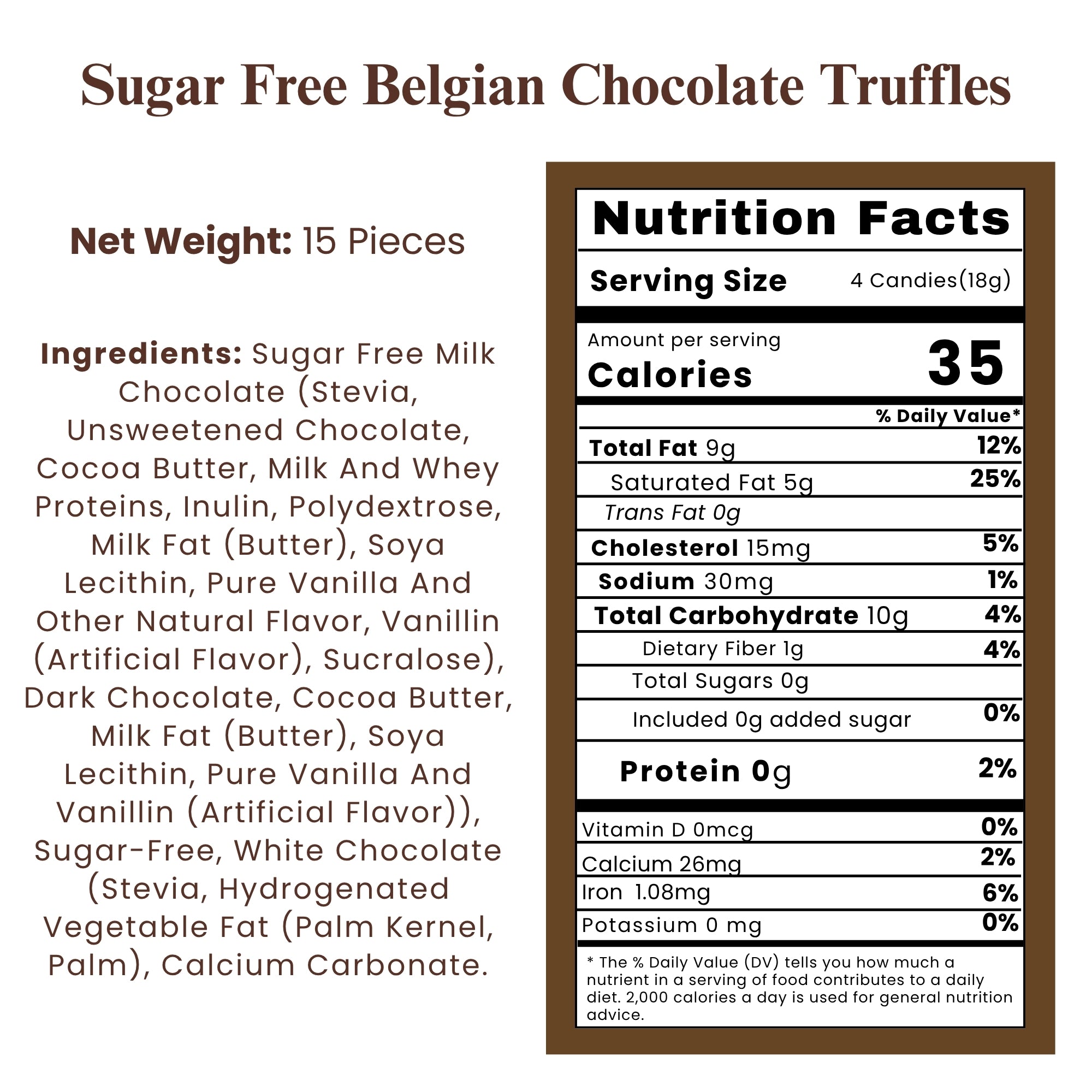 Andy Anand Sugar-Free Belgian Chocolate Truffles (15 pc) | Sugar-Free & Keto Diabetic-Friendly Gift Box | Local SoCal Chocolatier