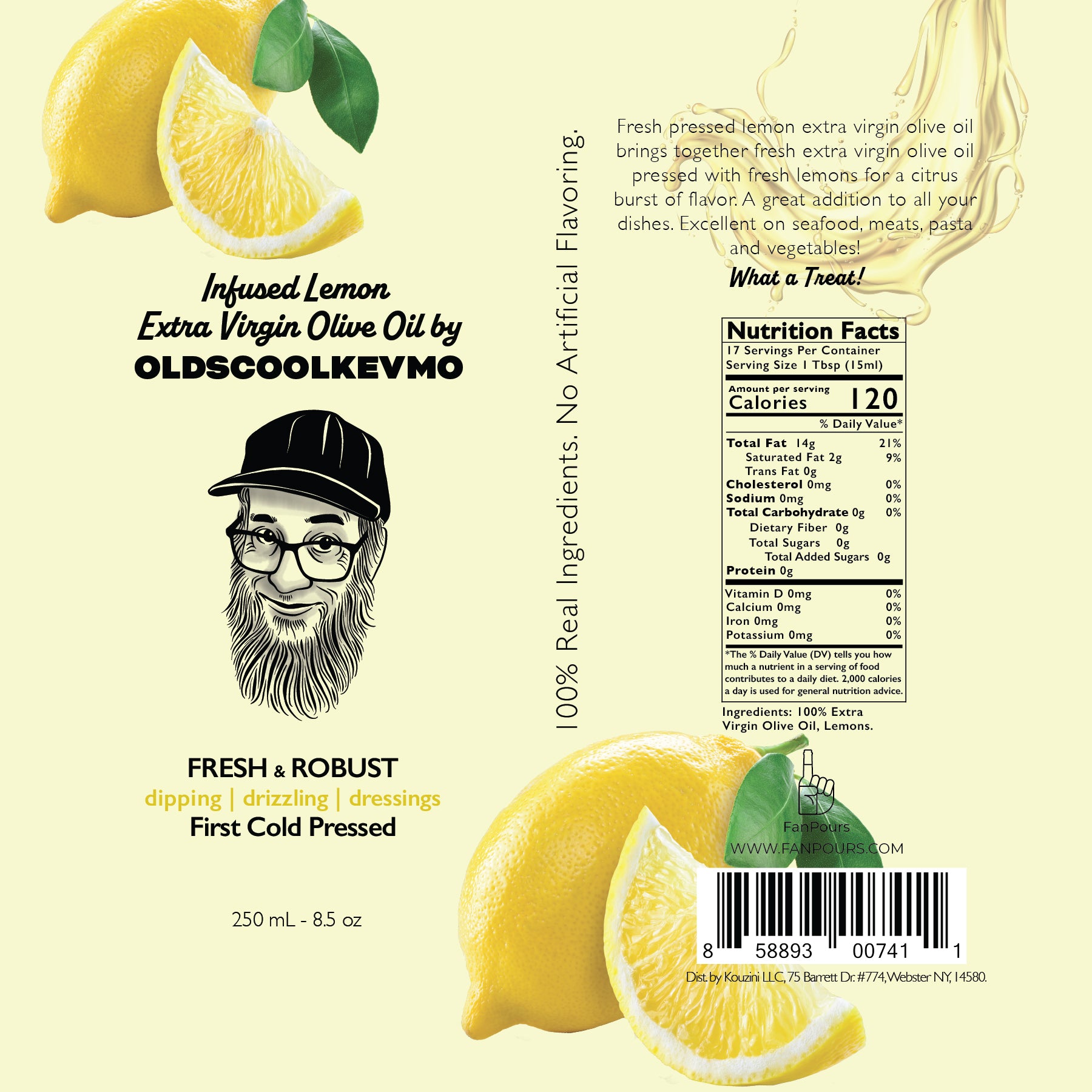 KevMo's Lemon Infused Extra Virgin Olive Oil (250 ML)