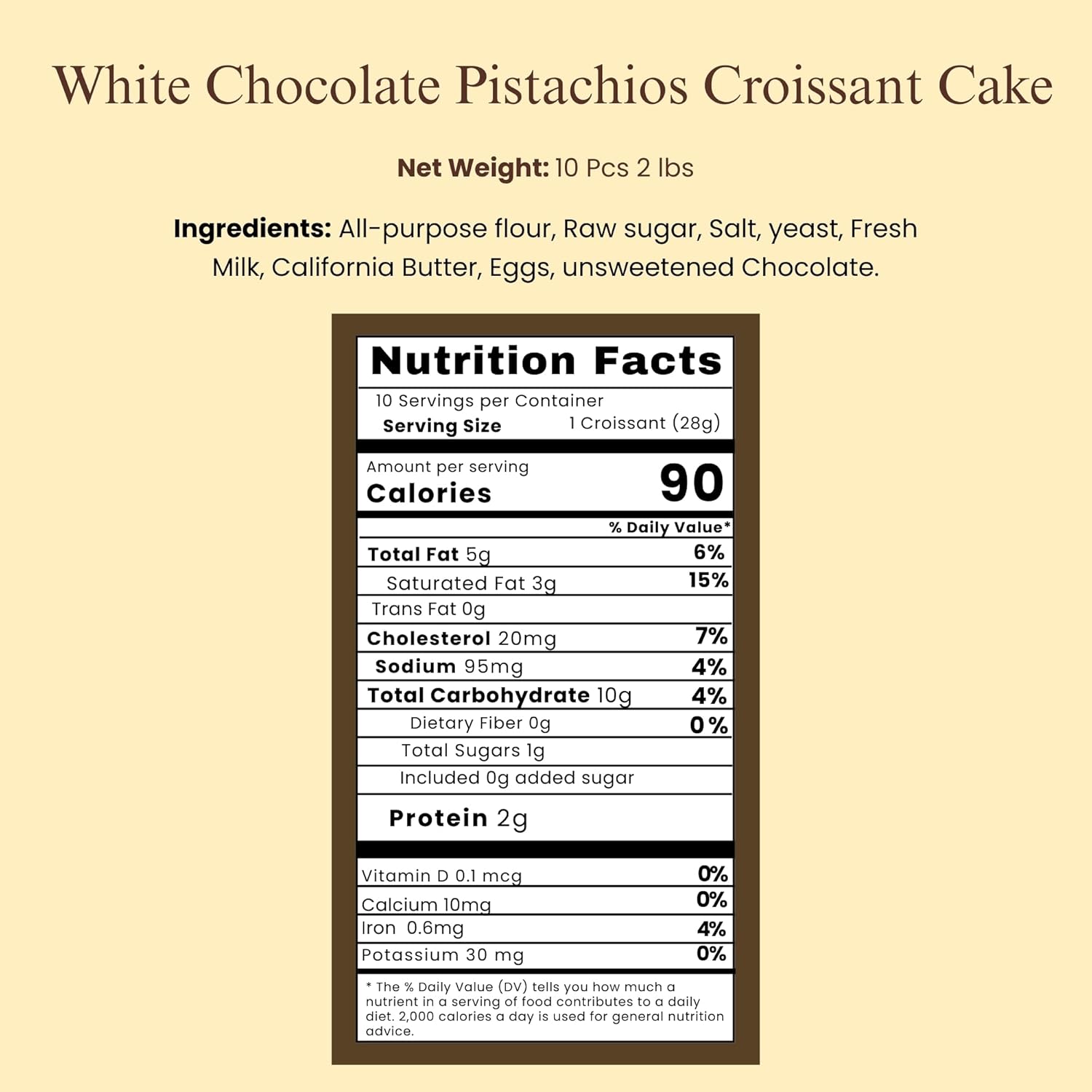 Andy Anand White Chocolate Pistachio Croissants (10 pc, 2 lbs) | Hand-Baked Pastry | Local SoCal Bakery