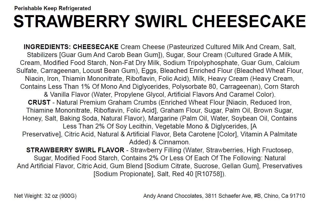 Andy Anand Fresh Strawberry Cheesecake, 9-Inch, 3.4 lb – Handcrafted with Real California Cream Cheese, No Preservatives, Birthday Gift Box