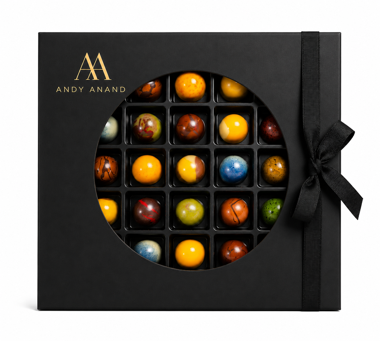 Andy Anand Monet Chocolate Bonbons Gift Box (25 pc, 6.52 oz) | Gluten-Free Truffles & Pralines | Local SoCal Chocolatier