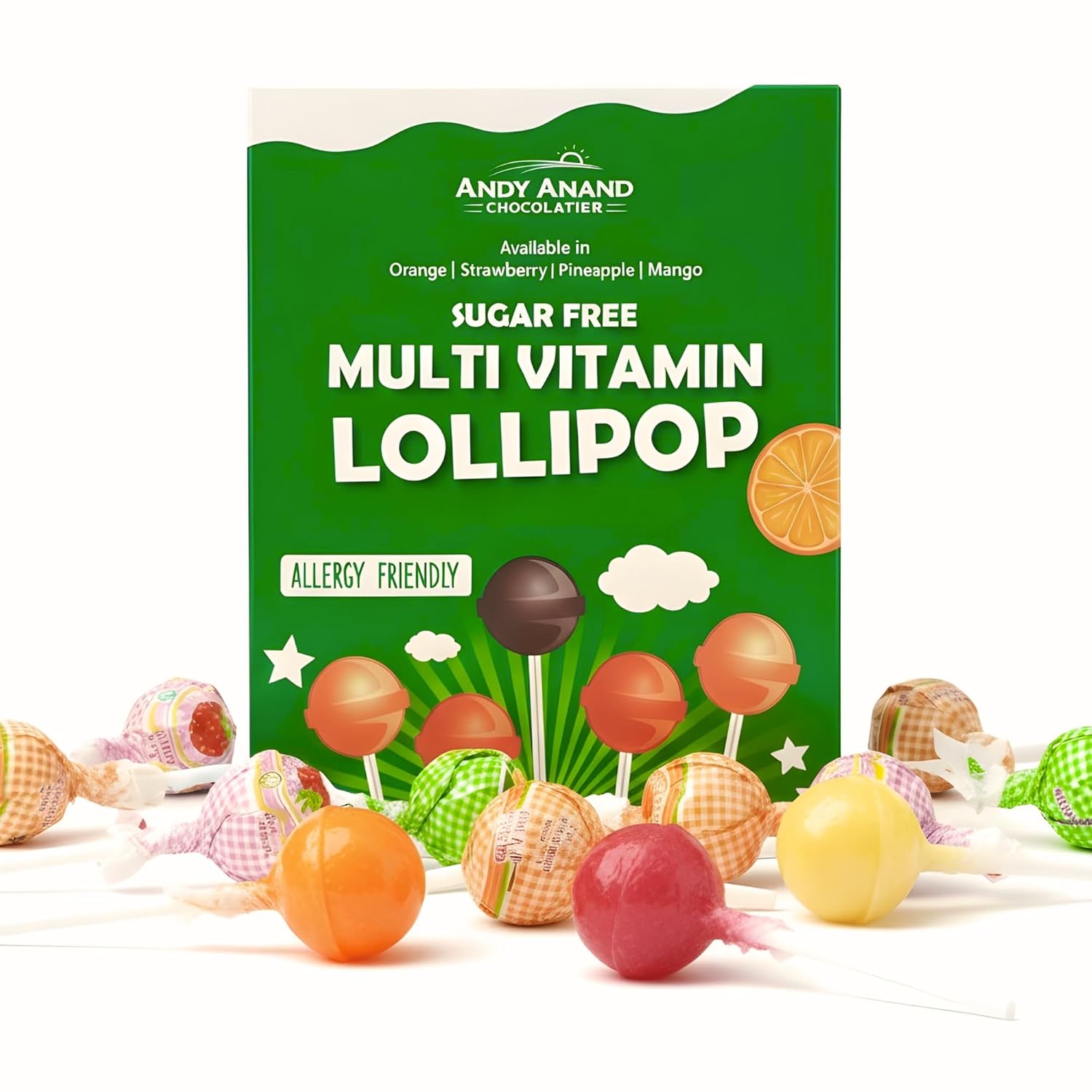 Andy Anand Sugar-Free Lollipops (29 ct, 8.8 oz) | Sugar-Free, Keto, Vegan, Dye-Free | Local SoCal Bakery