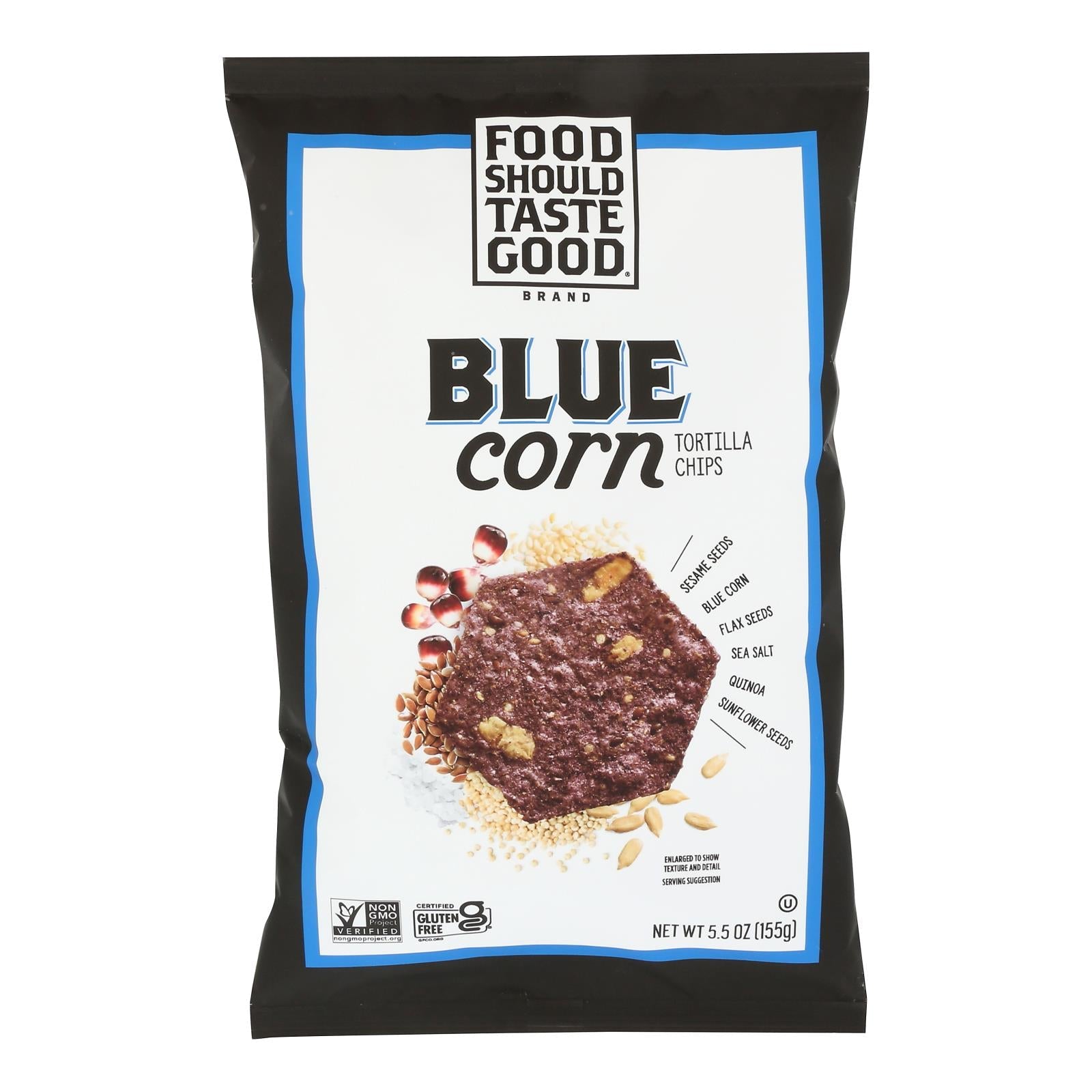 Food Should Taste Good Blue Corn Tortilla Chips (Pack of 12) - 5.5 Oz Bags