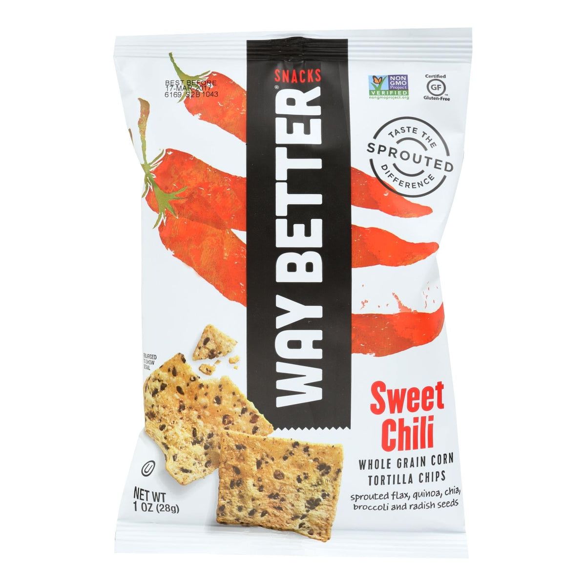 Way Better Snacks Sweet Chili Tortilla Chips, 1 oz (Case of 12)