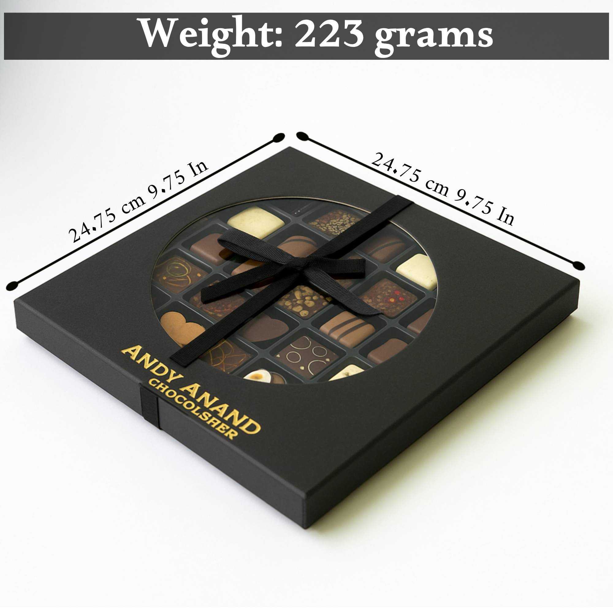 Andy Anand Gourmet Belgian Chocolate Bonbons Gift Box, 25 pc – Assorted Bon Bon Collection, European Craftsmanship, Birthday & Holiday Gift
