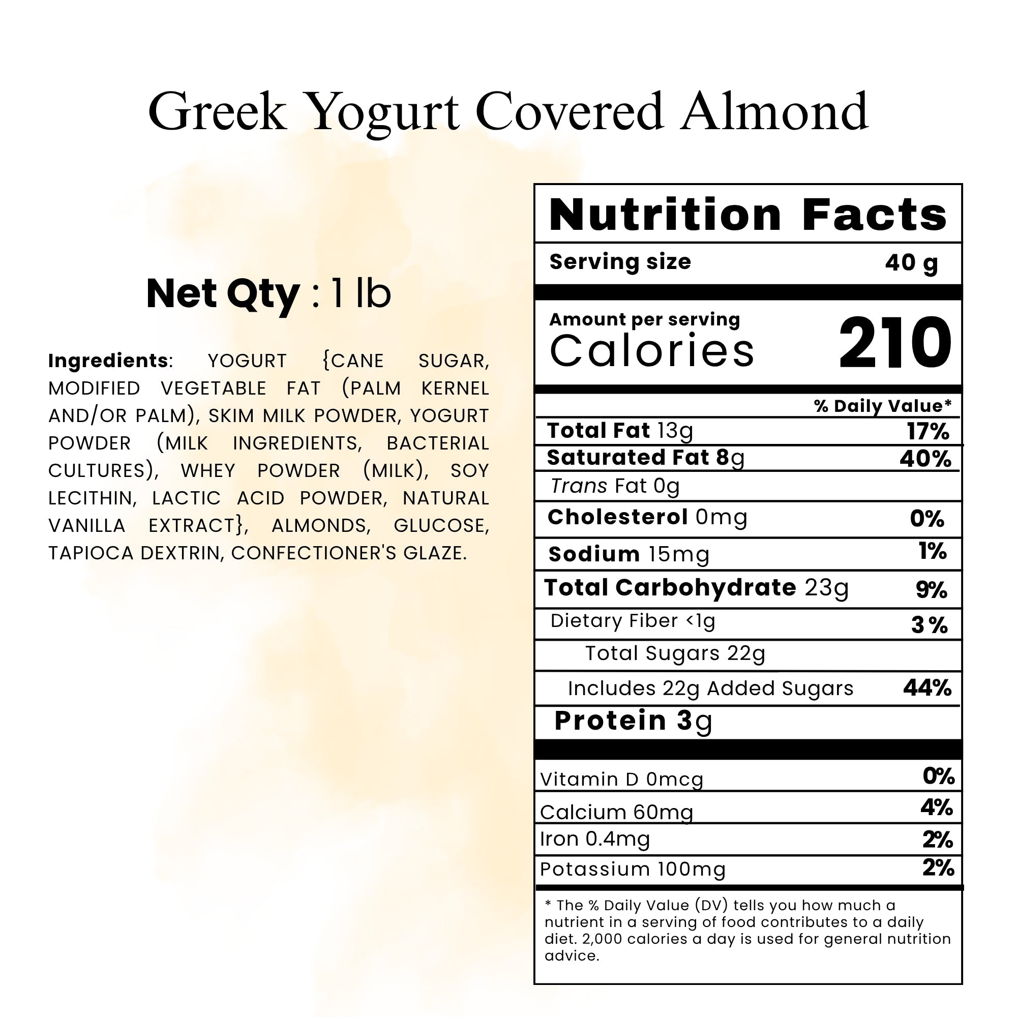 Andy Anand Greek Yogurt White Chocolate Covered Almonds, 1 lb – Sweet Creamy Coated Crunchy Nut Snack, Gourmet Gift for Birthday & Special Occasions