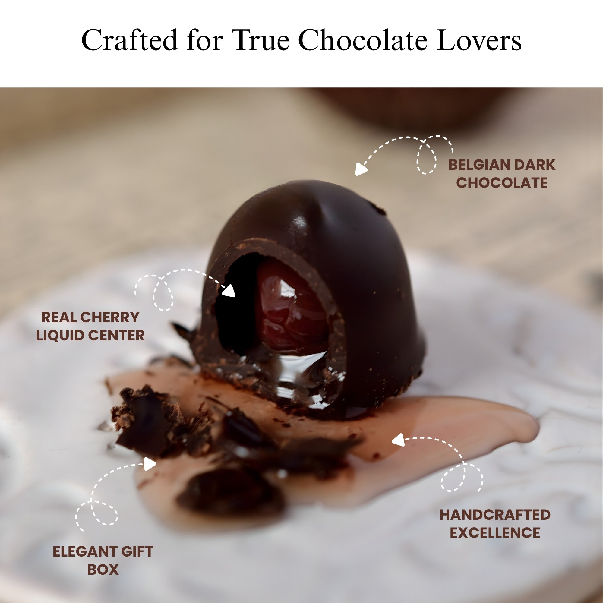 Andy Anand Belgian Dark Chocolate Cherry Cordials, 25 pc – Vegan, 60% Cocoa Butter, Rich Liquid Center, Birthday & Valentine's Gift Box