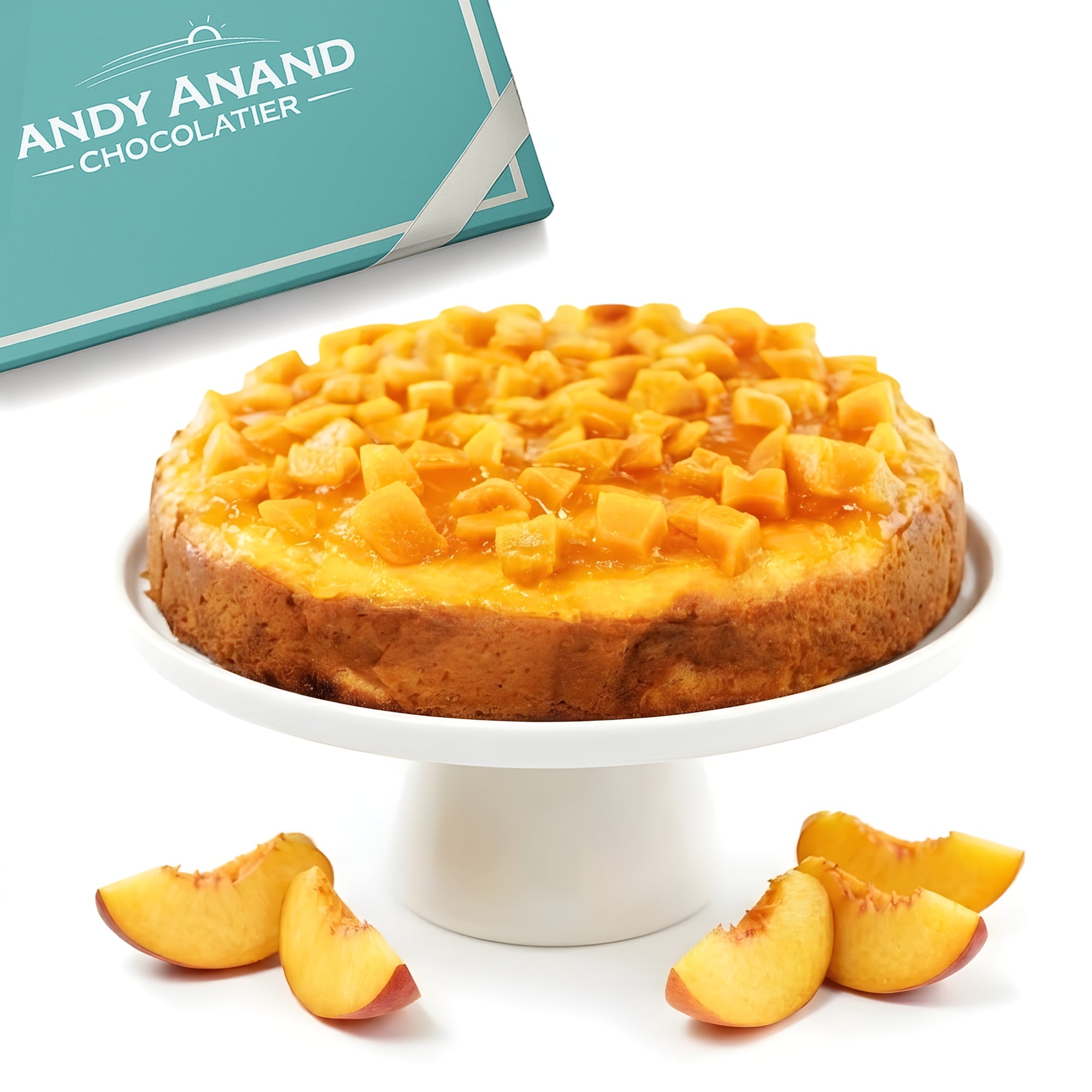 Andy Anand Sugar-Free Peach Cheesecake, 9-Inch, 2.6 lb – Diabetic-Friendly, Amazingly Delicious, California Cream Cheese, Birthday Gift Box