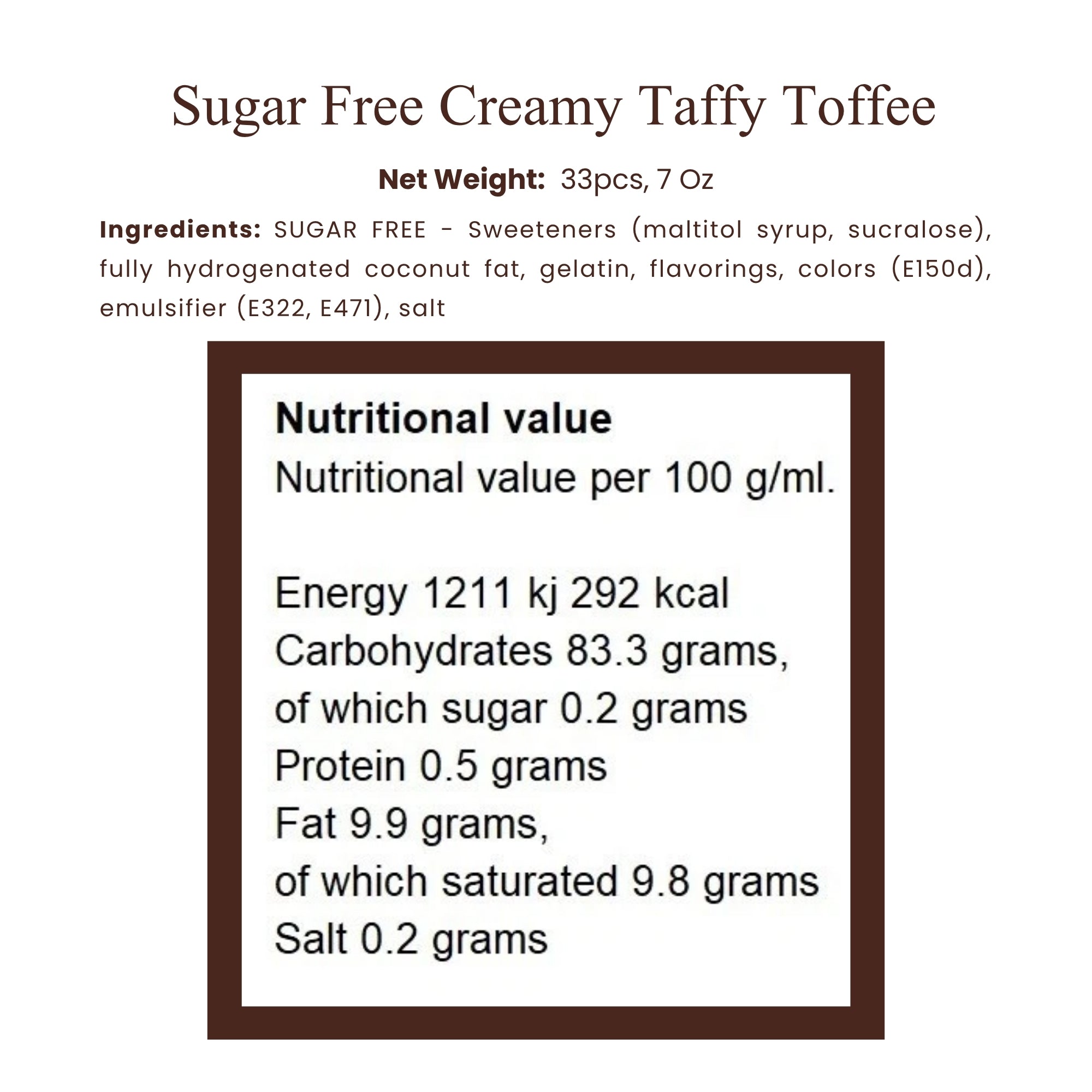 Andy Anand Sugar-Free Creamy Taffy Toffee, 33 pc, 7 oz – Caramel, Chocolate & Coffee, Gluten-Free, Made in Europe, Diabetic-Friendly Gift