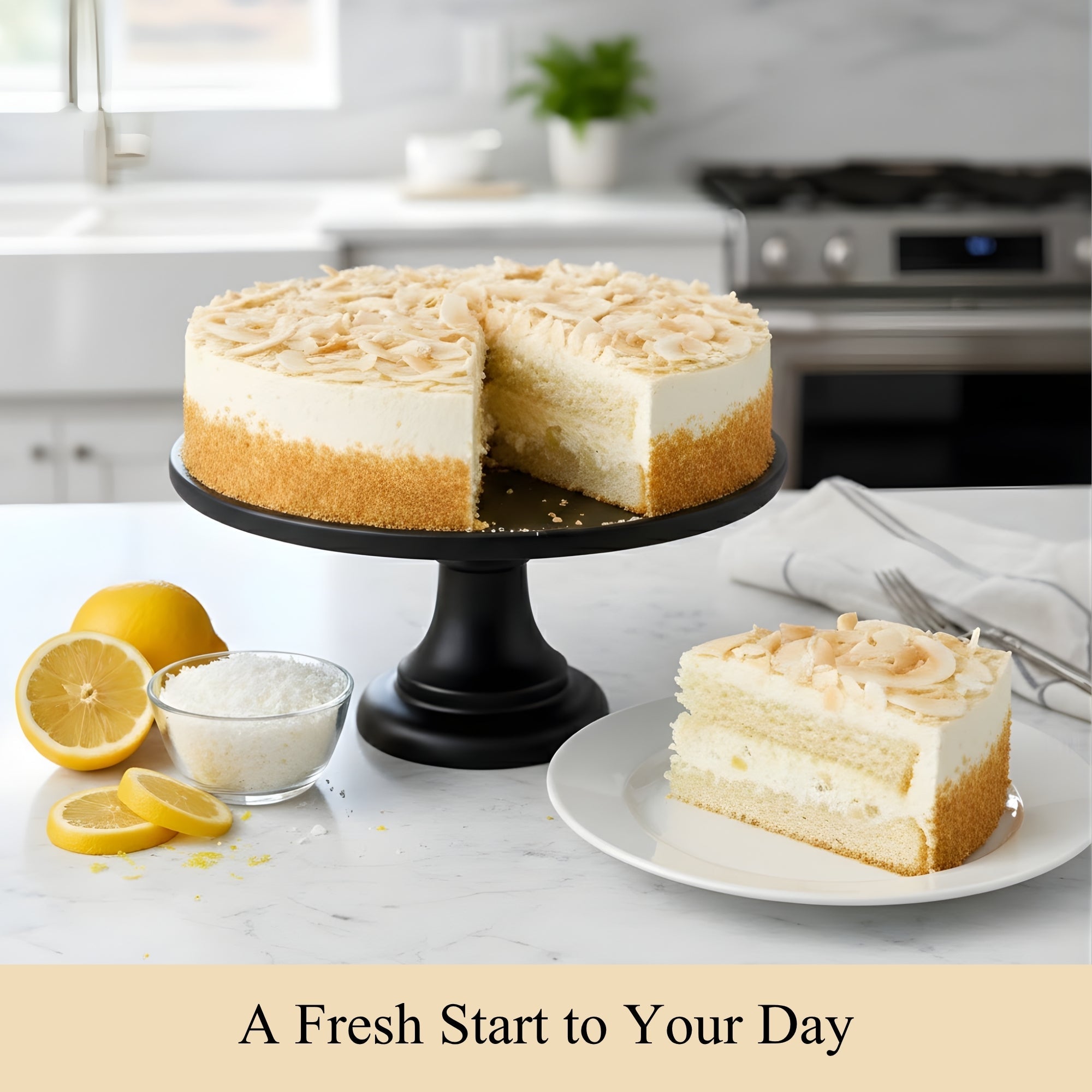 Andy Anand Sugar-Free Coconut Lemon Mousse Cake, 3 lb – Keto & Diabetic-Friendly, Freshly Baked, No Preservatives, Birthday Gift Box