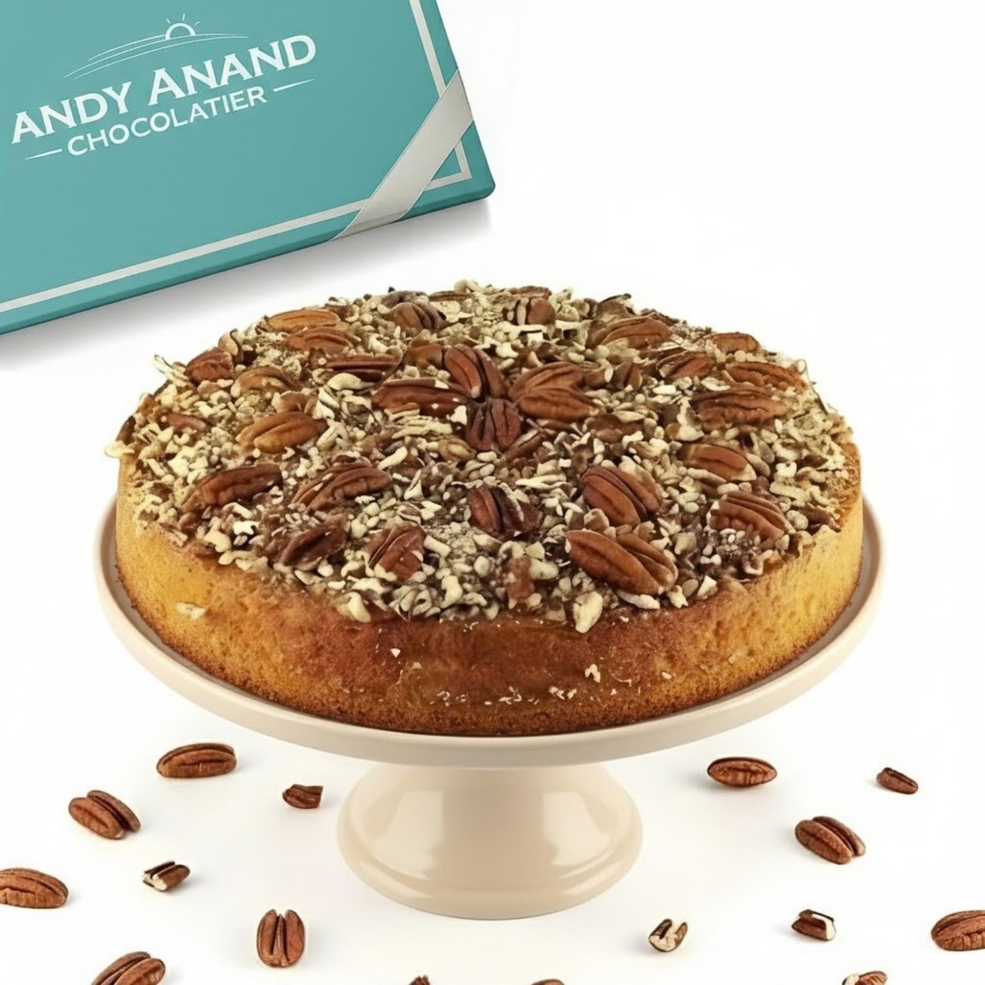 Andy Anand Sugar-Free Gluten-Free Caramel Pecan Cake, 9-Inch, 2.8 lb – Keto & Diabetic-Friendly, Natural Sweetener, Birthday Gift Box