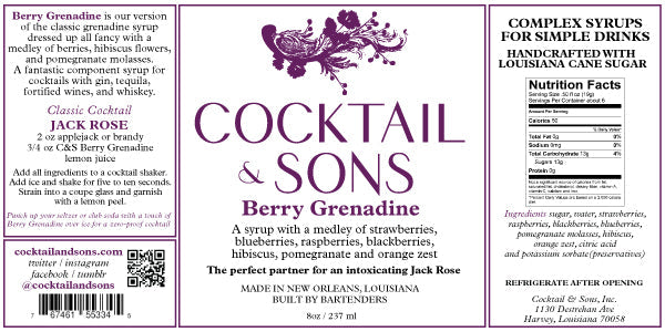 Berry Grenadine Cocktail Syrup | Cocktail & Sons 8oz