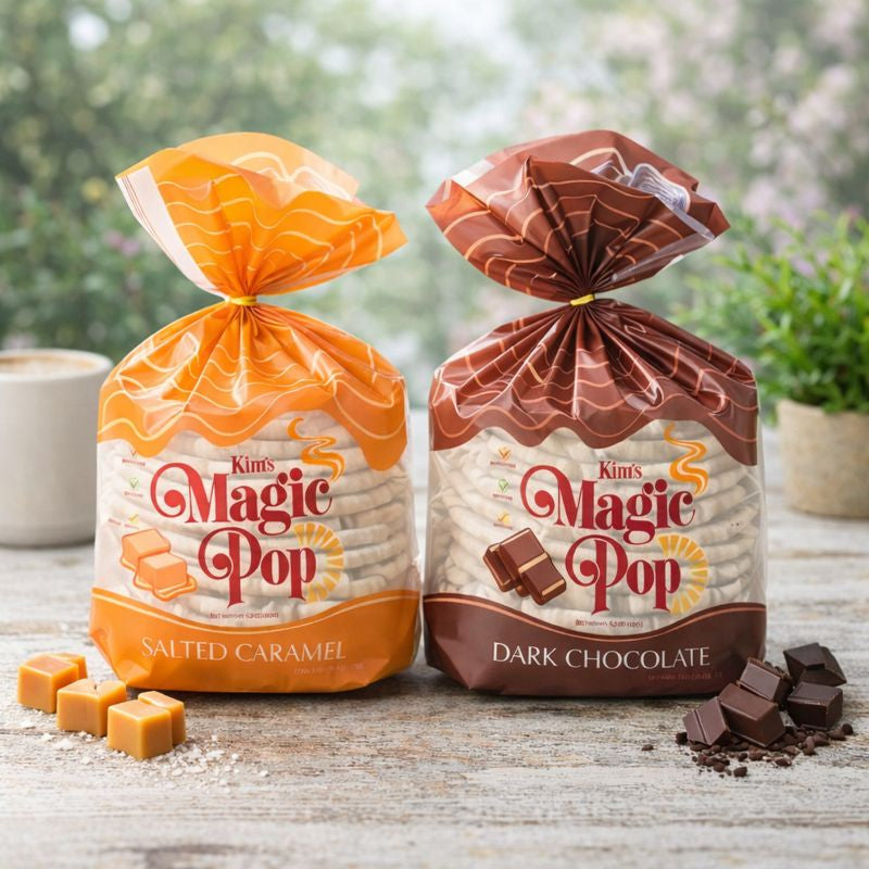 Kim's Magic Pop - Salted Caramel Flavor Drizzled & Dark Chocolate Combination [6 pack, 12 pack]
