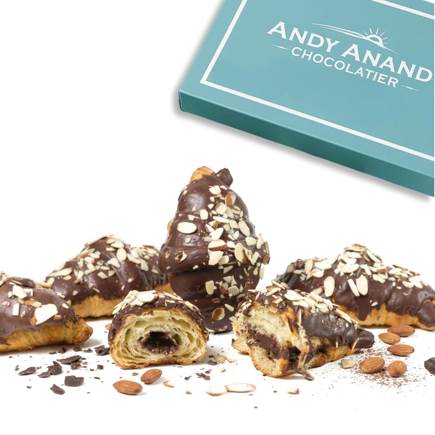 Andy Anand Sugar-Free Dark Chocolate Almond Croissant Cake (10 pc, 2 lbs) | Keto & Diabetic-Friendly | SoCal Bakery