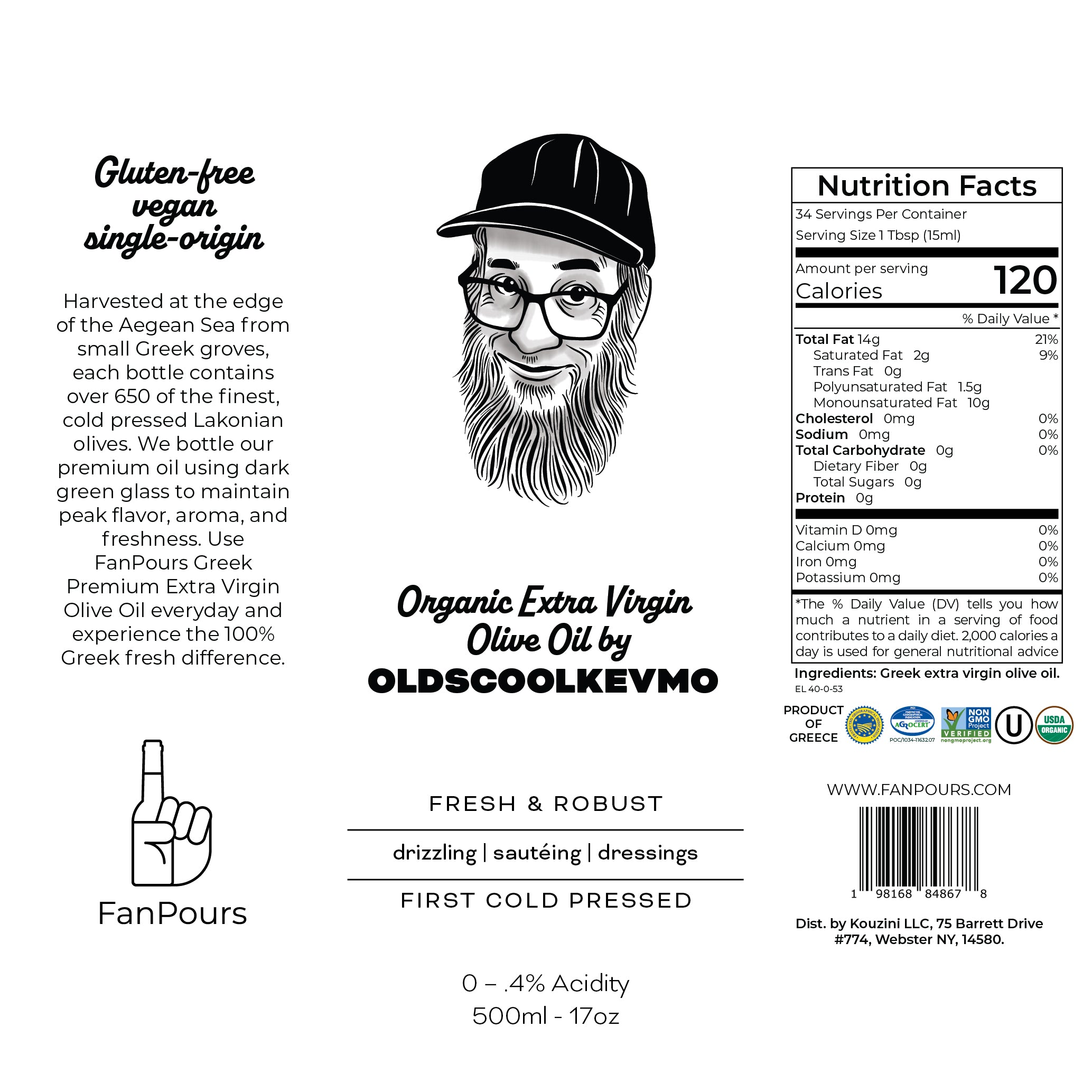 KevMo's ORGANIC Extra Virgin Olive Oil (500ML)
