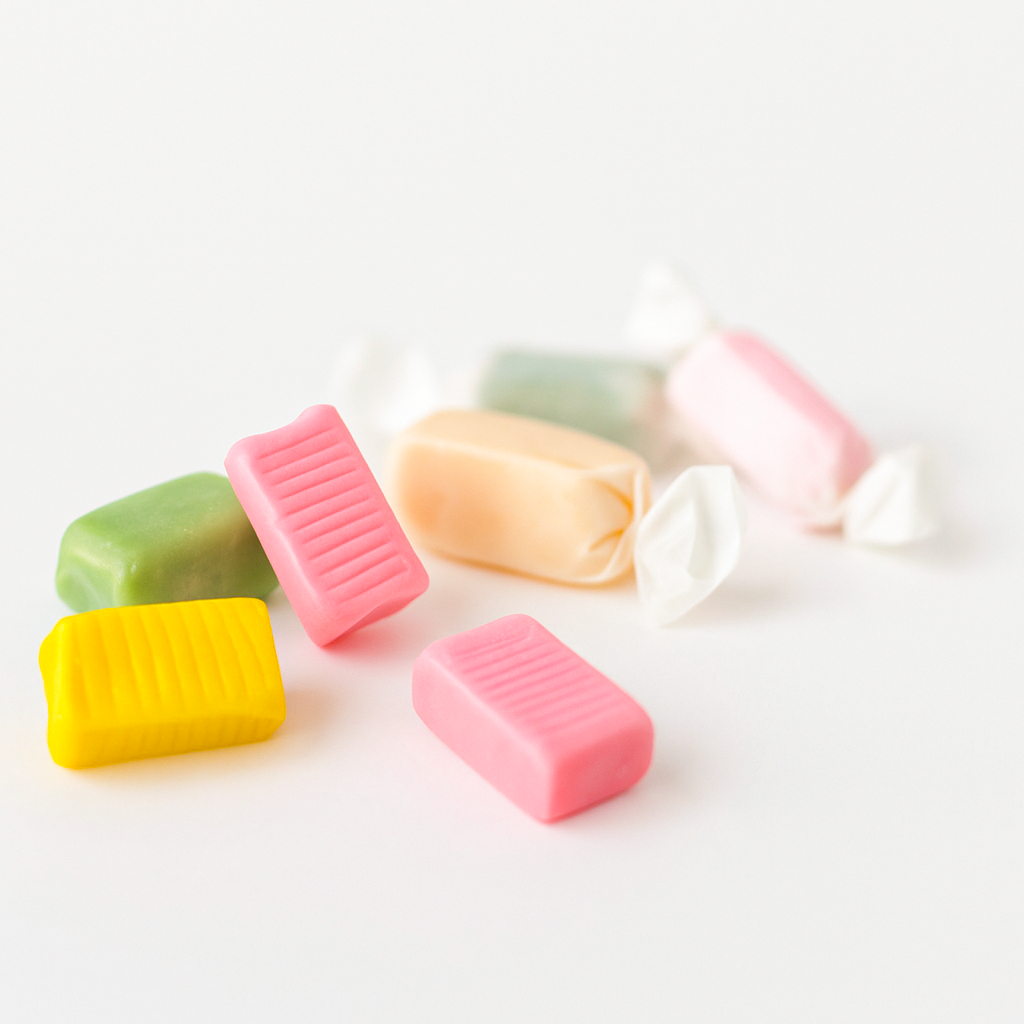 Andy Anand Sugar-Free European Fruit Taffy Toffees Trio (35 pc, 7 oz) | Strawberry, Orange, Lemon | Local SoCal Bakery