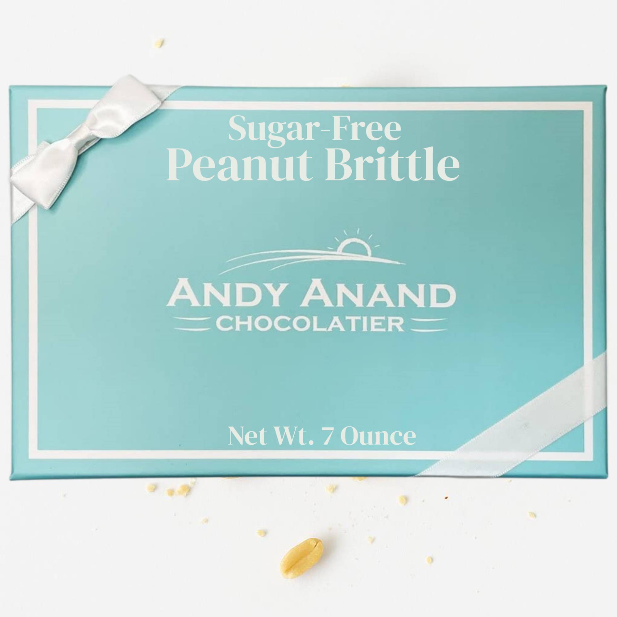 Andy Anand Sugar-Free Peanut Brittle, 7 oz – No Added Sugar, Keto-Friendly, Gluten-Free Handmade Snack, Diabetic-Friendly Birthday Gift Box