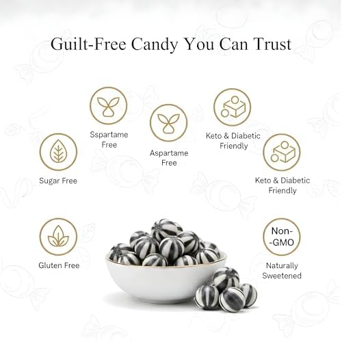 Andy Anand Sugar-Free Black Bulls Eyes Hard Candy (25 pc) | Sugar-Free & Keto Candy | Local SoCal Bakery