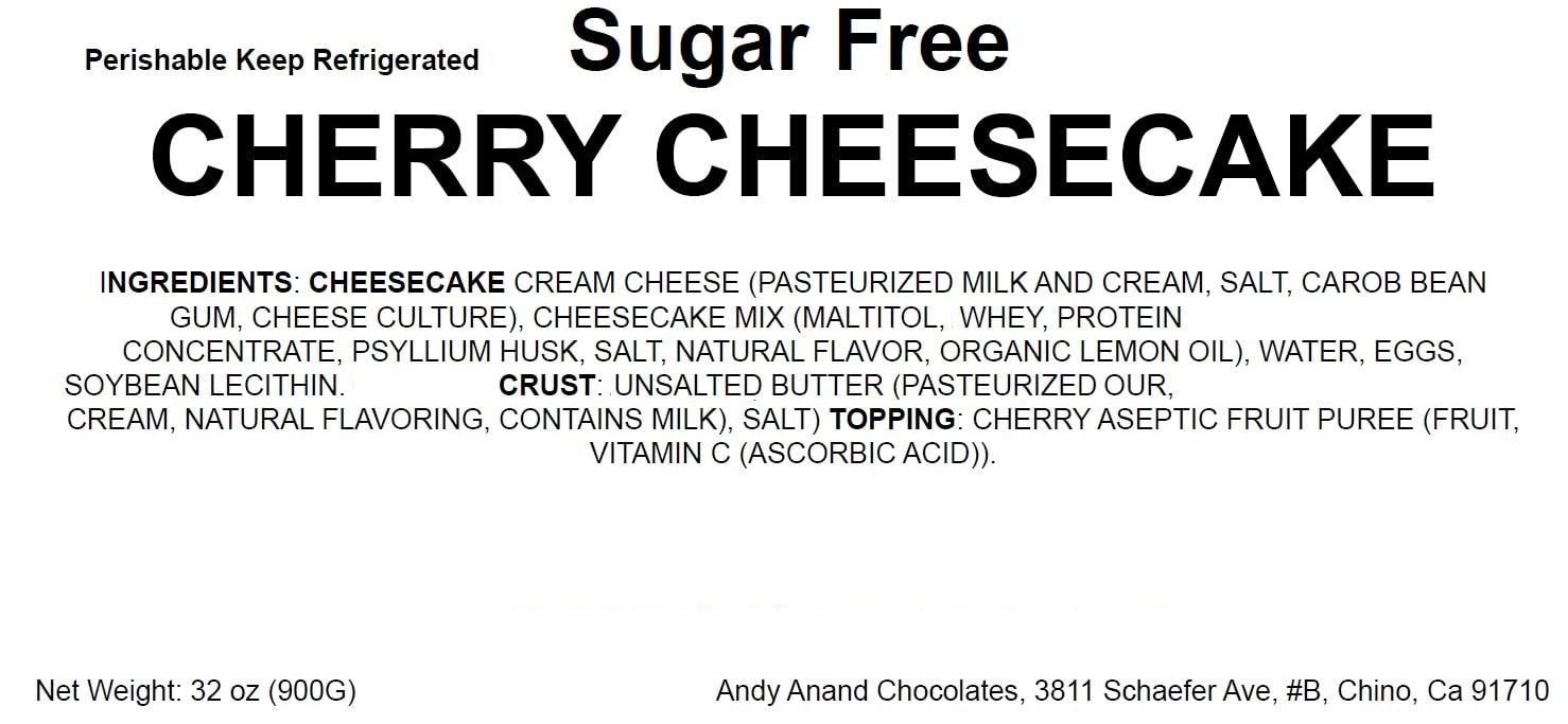 Andy Anand Sugar-Free & Gluten-Free Cherry Cheesecake, 9-Inch – Diabetic-Friendly, Fresh California Cream Cheese, Handmade, Birthday Gift