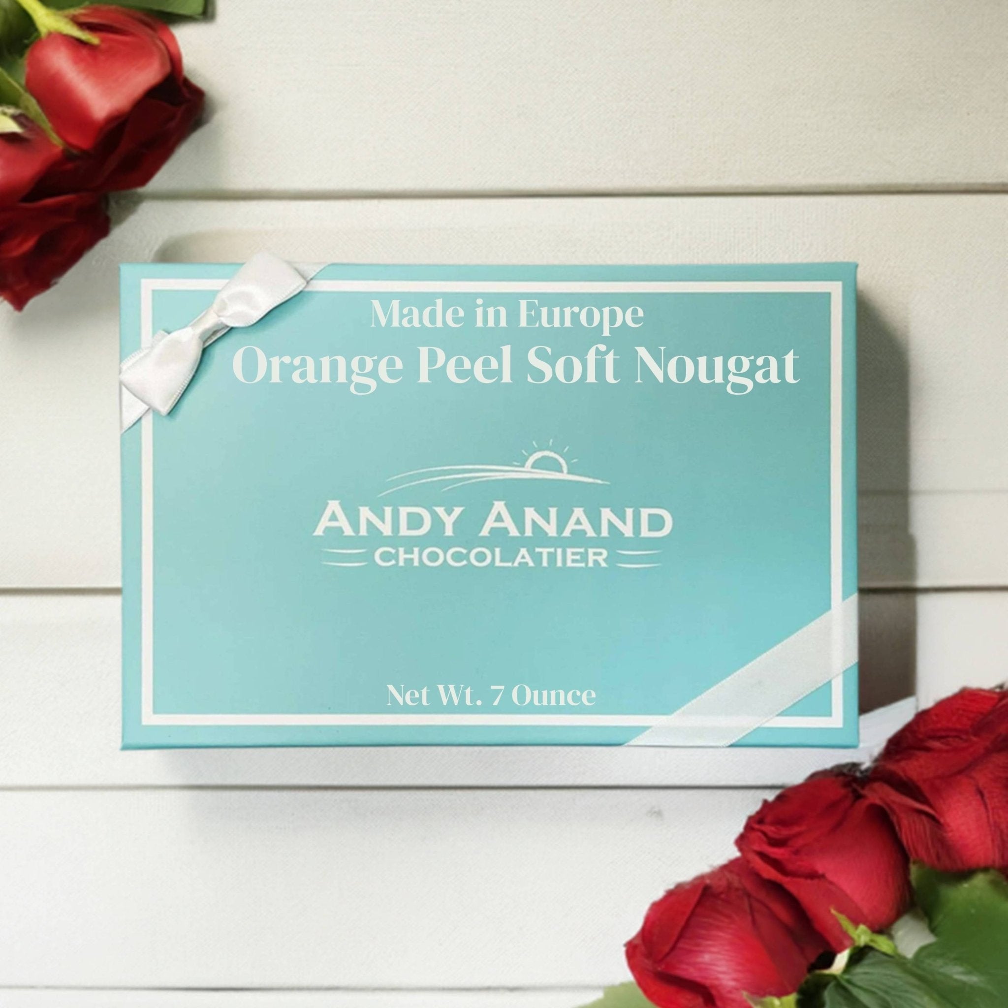 Andy Anand Orange Peel Soft Turron Nougat, 7 oz – Spanish Wildflower Honey, Gluten-Free, Artisan European Candy, Birthday & Holiday Gift Box