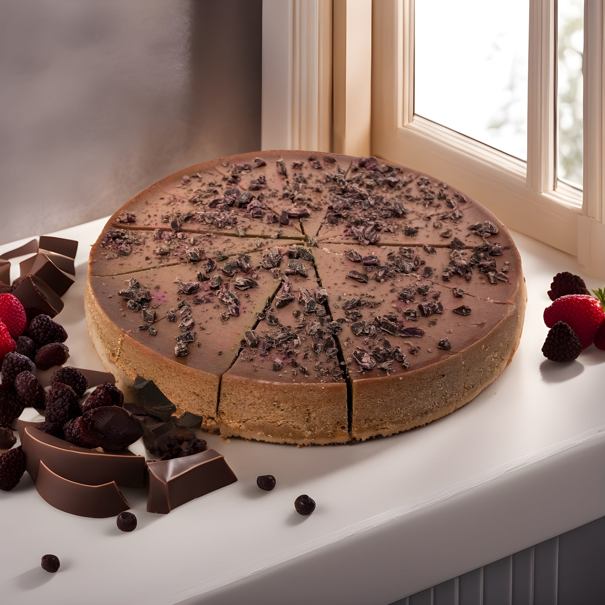 Andy Anand Sugar-Free Dark Chocolate Chip Cheesecake (9-inch, 2.8 lbs) | Sugar-Free & Keto Cheesecake | Local SoCal Bakery