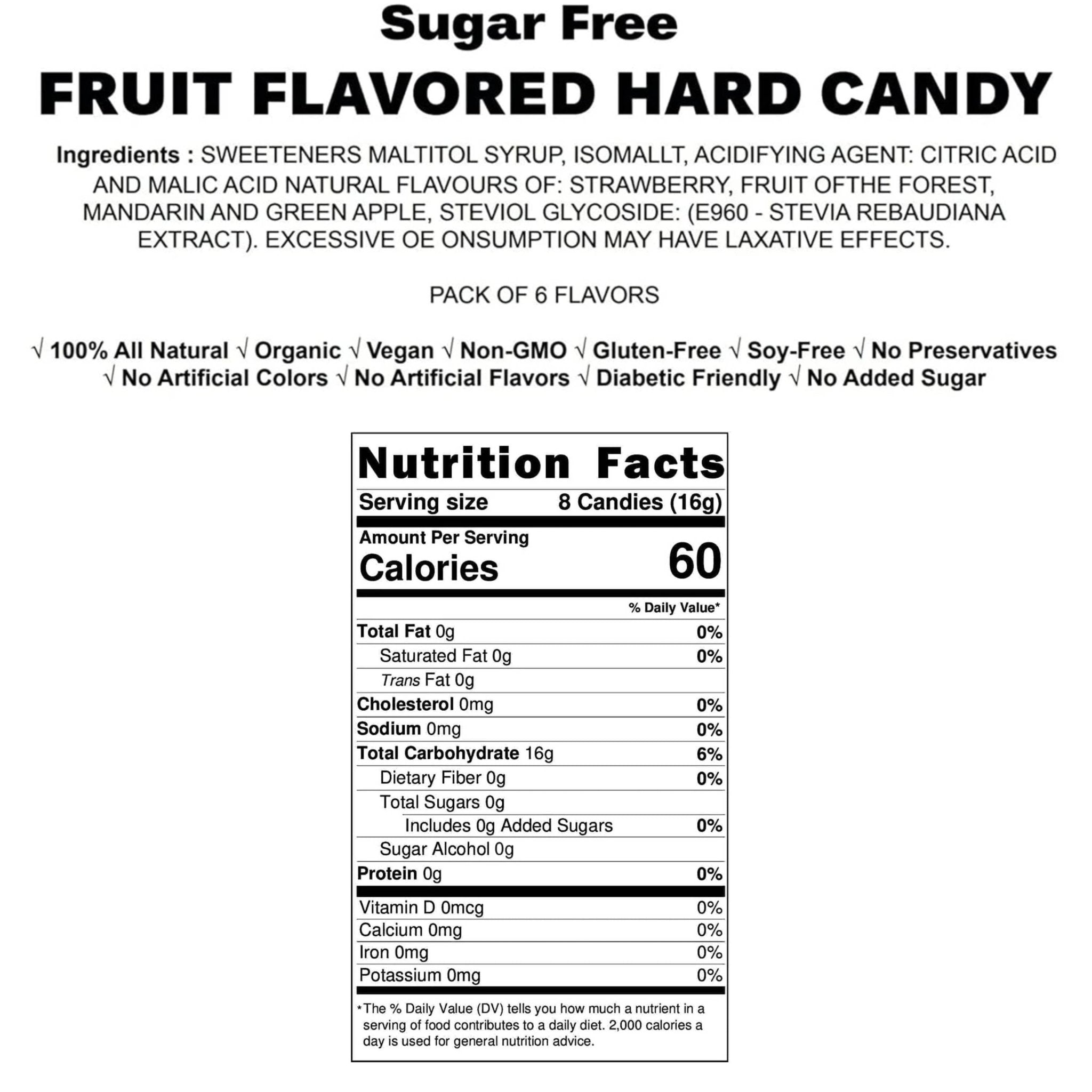 Andy Anand Sugar-Free & Gluten-Free Fruit Flavored Hard Candy, 85 pc, 7 oz – Made in Italy, Stevia Sweetened, Keto & Diabetic-Friendly Gift