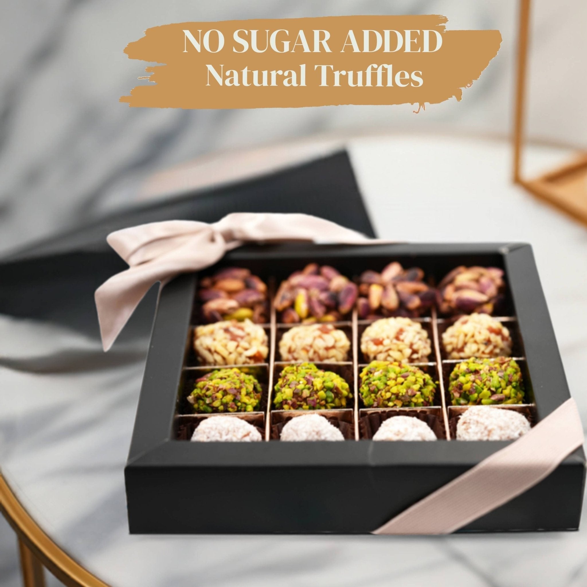 Andy Anand No Sugar Added Natural Truffles, 16 pc – Pistachio, Hazelnut & Coconut, Carrot Paste Base, Diabetic-Friendly Birthday Gift Box